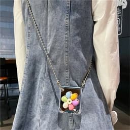 [CÓ SẴN] Kèm dây dài - Ốp Z FLIP 8 - ZFlip 5 - Z Flip 4 - Flip7 5G tráng gương dây hạt màu dễ thương kèm popsocket hoa 3