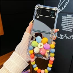 [CÓ SẴN] Kèm dây dài - Ốp Z FLIP 8 - ZFlip 5 - Z Flip 4 - Flip7 5G tráng gương dây hạt màu dễ thương kèm popsocket hoa 7