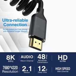 Cáp HDMI chuẩn 1.4/2.0/2.1 – Hỗ trợ 8K@60Hz, 4K@120Hz, Full HD 5