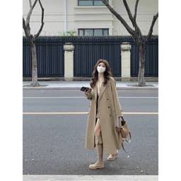 [Sẵn] Áo Khoác Nữ Kaki Form Rộng Dáng Dài Qua Gối Cổ Bẻ Áo Khoác Kaki Áo Khoác Gió Nữ Đi Đà Lạt Kiểu Hàn Quốc AZ3206 1