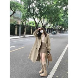 [Sẵn] Áo Khoác Nữ Kaki Form Rộng Dáng Dài Qua Gối Cổ Bẻ Áo Khoác Kaki Áo Khoác Gió Nữ Đi Đà Lạt Kiểu Hàn Quốc AZ3206 3