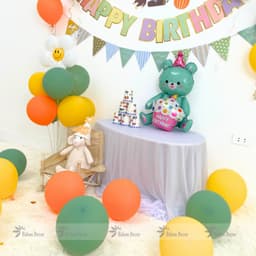 Set bóng trang trí sinh nhật tone màu xanh vàng đáng yêu dành cho bé trai và bé gái HQ22 9