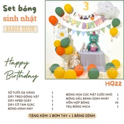 Set bóng trang trí sinh nhật tone màu xanh vàng đáng yêu dành cho bé trai và bé gái HQ22 2
