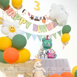 Set bóng trang trí sinh nhật tone màu xanh vàng đáng yêu dành cho bé trai và bé gái HQ22 6