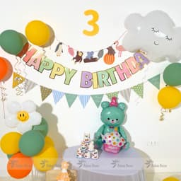 Set bóng trang trí sinh nhật tone màu xanh vàng đáng yêu dành cho bé trai và bé gái HQ22 7