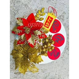 5  Bông hoa trạng nguyên kép kim tuyến, hoa nhũ làm oản tài lộc tết, trang trí cây thông noel 3