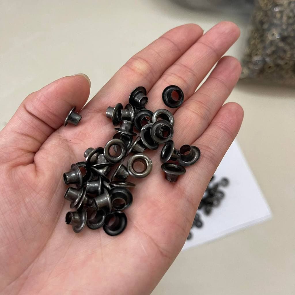 Khoen ore mắt cáo 5mm Bằng sắt xi màu KHÓI (Không long đền) Ô rê 5mm Sắt Chuyên dùng đóng túi giấy, thẻ tag, bạt