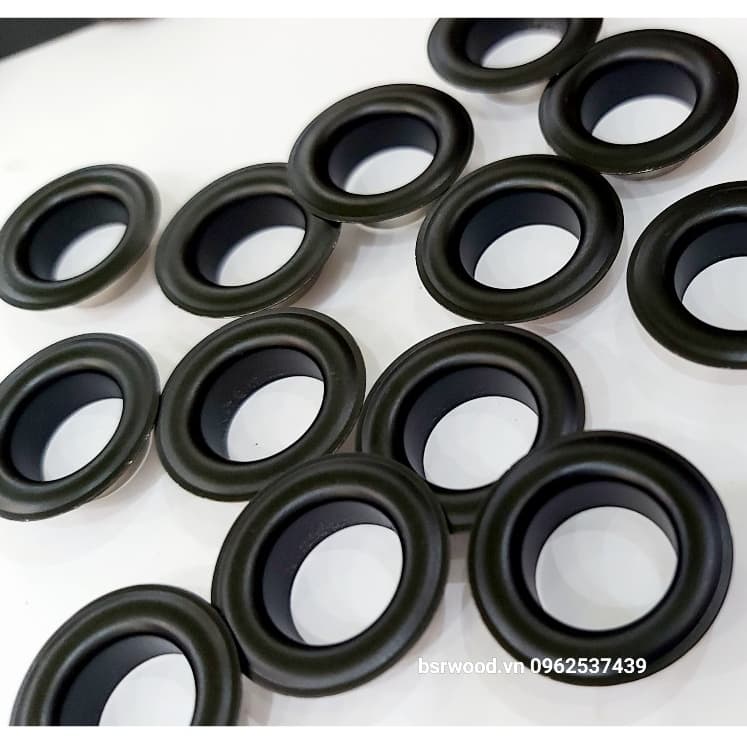 Khoen ore mắt cáo 14mm Chân cao 7mm Bằng thau không gỉ Khoen bọc sơn đen nhám Phụ liệu may mặc túi xách, balo, bạt ô tô