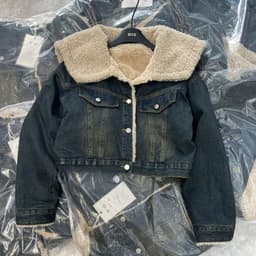 Áo khoác jean cổ lông quảng châu, áo bò lót lông có big size 4
