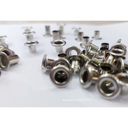 Khoen ore mắt cáo 5mm Chân cao 10mm Khuy luồn oze Khuy đột bạt,khoen bạt  Bằng sắt xi Màu bạc Có long đền 2