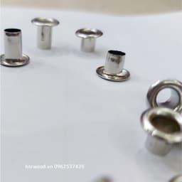 Khoen ore mắt cáo 5mm Chân cao 10mm Khuy luồn oze Khuy đột bạt,khoen bạt  Bằng sắt xi Màu bạc Có long đền 6