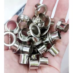Khoen ore mắt cáo 10mm Chân cao 10mm Khuy luồn oze Khuy đột bạt,khoen bạt Bằng sắt xi Màu bạc Có long đền 1