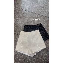 Quần sooc dạ tweed ánh nhũ, quần ngắn dạ quảng châu có bigsize 2