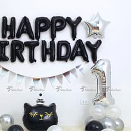 Set bóng trang trí sinh nhật mèo đen đáng yêu danh cho bé tuổi mèo KIT04 5