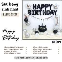 Set bóng trang trí sinh nhật mèo đen đáng yêu danh cho bé tuổi mèo KIT04 2
