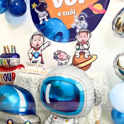 Set bóng trang trí sinh nhật chủ đề phi hành gia tone xanh dương đáng yêu dành cho bé PHG07 7