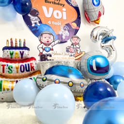 Set bóng trang trí sinh nhật chủ đề phi hành gia tone xanh dương đáng yêu dành cho bé PHG07 9