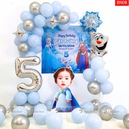 Set bóng trang trí sinh nhật nữ hoàng elsa tone xanh dương cho bé gái BN08 1