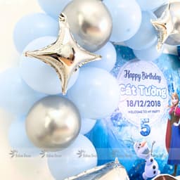 Set bóng trang trí sinh nhật nữ hoàng elsa tone xanh dương cho bé gái BN08 3