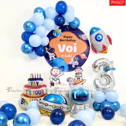 Set bóng trang trí sinh nhật chủ đề phi hành gia tone xanh dương đáng yêu dành cho bé PHG07 1
