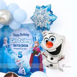 Set bóng trang trí sinh nhật nữ hoàng elsa tone xanh dương cho bé gái BN08 4