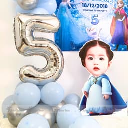 Set bóng trang trí sinh nhật nữ hoàng elsa tone xanh dương cho bé gái BN08 5
