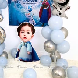 Set bóng trang trí sinh nhật nữ hoàng elsa tone xanh dương cho bé gái BN08 7