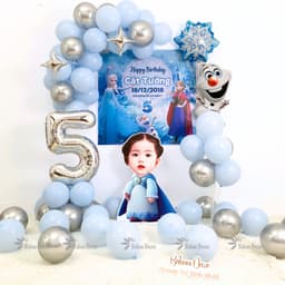 Set bóng trang trí sinh nhật nữ hoàng elsa tone xanh dương cho bé gái BN08 8