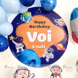 Set bóng trang trí sinh nhật chủ đề phi hành gia tone xanh dương đáng yêu dành cho bé PHG07 4