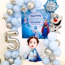 Set bóng trang trí sinh nhật nữ hoàng elsa tone xanh dương cho bé gái BN08 6