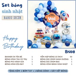 Set bóng trang trí sinh nhật chủ đề phi hành gia tone xanh dương đáng yêu dành cho bé PHG07 2