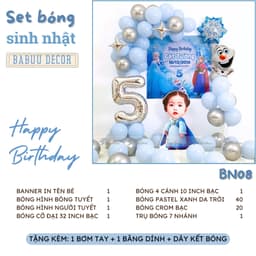 Set bóng trang trí sinh nhật nữ hoàng elsa tone xanh dương cho bé gái BN08 2