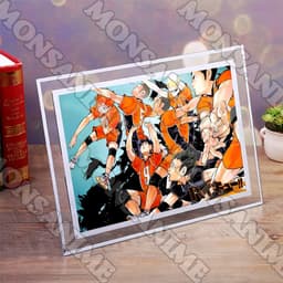 (Kèm ảnh) Khung kính in hình HAIKYUU!! quà tặng anime chibi trang trí để bàn 2 size 6