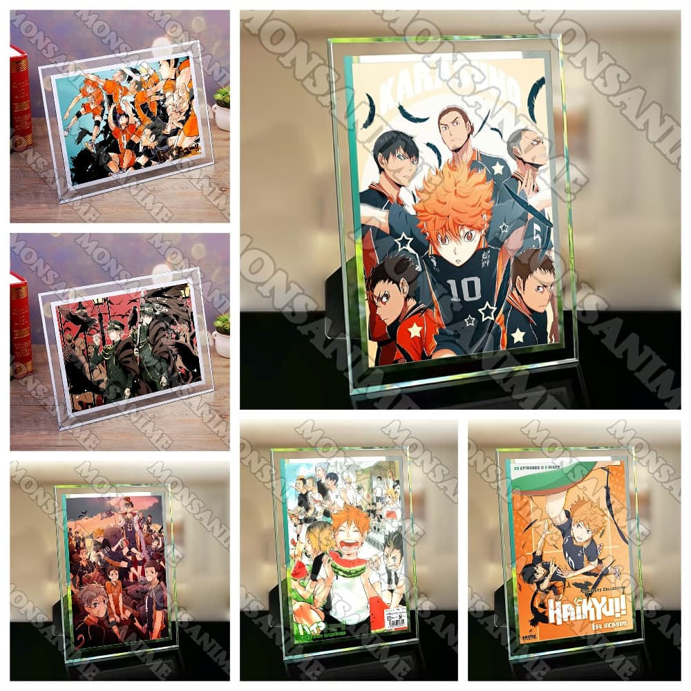 (Kèm ảnh) Khung kính in hình HAIKYUU!! quà tặng anime chibi trang trí để bàn 2 size