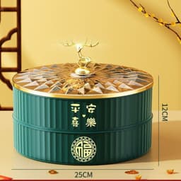Khay đựng bánh kẹo, mứt Tết, hạt chia ngăn xếp tầng bằng nhựa cao cấp có nắp đậy Tết sum vầy 9