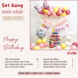 Set bóng trang trí xinh nhần tone hồng Hàn Quốc đáng yêu dành cho bé gái KV01 2