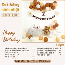 Set trang trí sinh nhật hình gấu nâu cho bé trai và bé gái HQ19 2