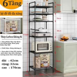 Kệ Để Đồ Đa Năngg - Kệ Nhà Bếp, KỆ Phòng Khách, Phòng Ngủ 5, 6 Tầng Khung Thép Cacbon Cứng Cáp 1
