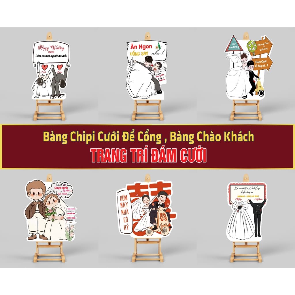 Bảng Chipi Cưới Để Cổng, Bảng Chào Khách, Bảng Welcome Trang Trí Đám Cưới