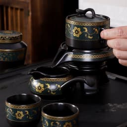 Bộ Ấm Chén Pha Trà Cối Xay Gốm Sứ , Ấm Trà Xoay 6