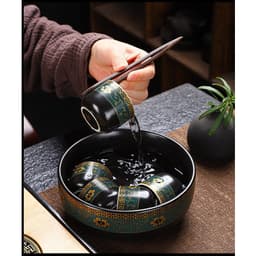 Bộ Ấm Chén Pha Trà Cối Xay Gốm Sứ , Ấm Trà Xoay 4