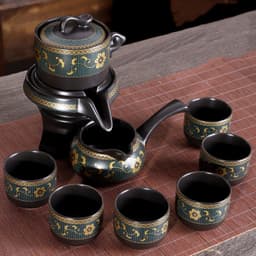 Bộ Ấm Chén Pha Trà Cối Xay Gốm Sứ , Ấm Trà Xoay 5