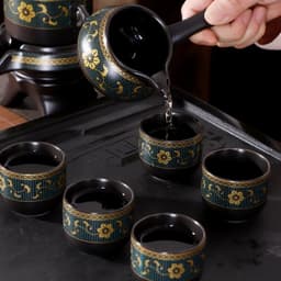 Bộ Ấm Chén Pha Trà Cối Xay Gốm Sứ , Ấm Trà Xoay 3