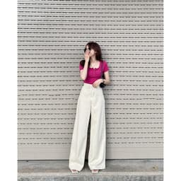 Quần jeans ống rộng line form to siêu hách dáng, quần bò ống rộng trắng có bigsize 2