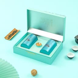 Bộ hộp trà thiếc hoạ tiết phong cảnh cao cấp Bộ hộp thiếc đựng trà 2 hộp lớn 1 hộp nhỏ - HVL TEA 2