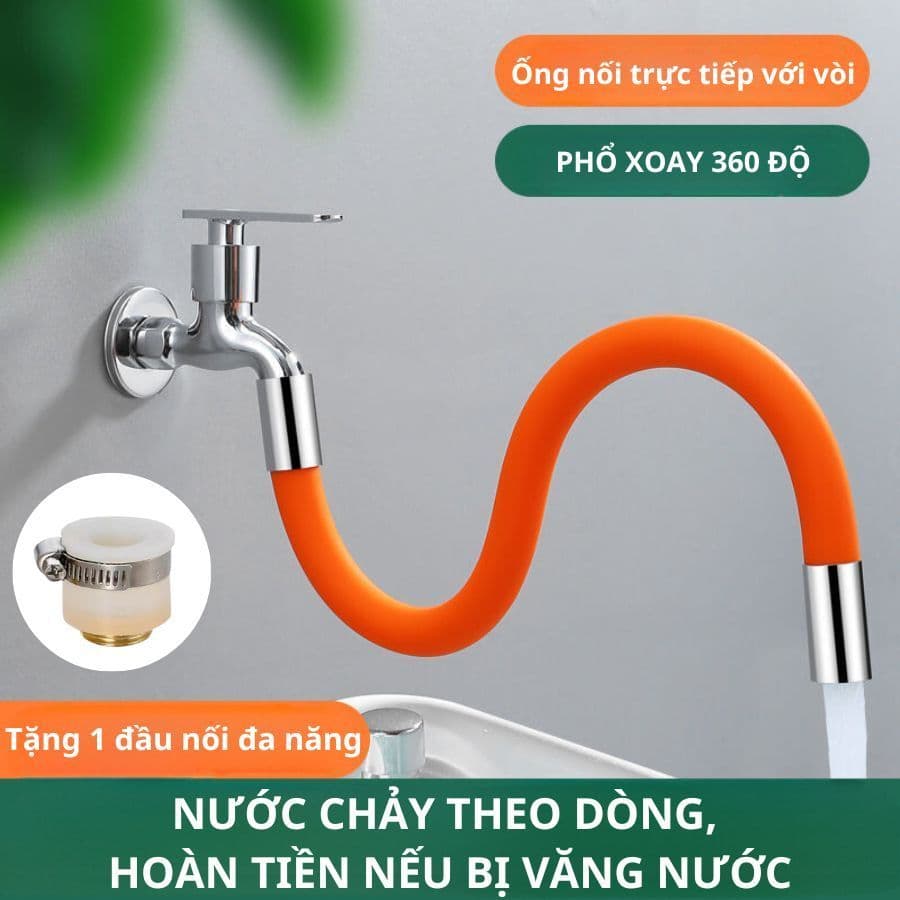 Ống nối vòi nước linh hoạt xoay 360 theo mọi hướng, nước chảy thành dòng, vòi nước dài 20/30/50cm tặng kèm nối đa năng