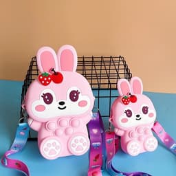 [Lớn. vừa điện thoại] Túi đeo chéo silicon thỏ dâu thời trang đựng bao lì xì, mỹ phẩm, điện thoại, làm quà tặng bé gái 2