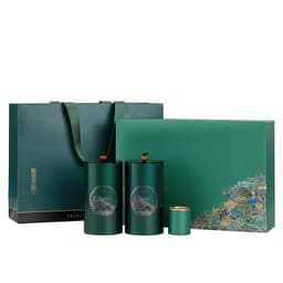 Bộ hộp trà thiếc hoạ tiết phong cảnh cao cấp Bộ hộp thiếc đựng trà 2 hộp lớn 1 hộp nhỏ - HVL TEA 5
