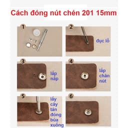 Dụng cụ đóng nút bấm (nút chén, cúc chậu) 201 15mm (nút bấm 4 thành phần) gồm 1 cây tán + 1 đế kê 2