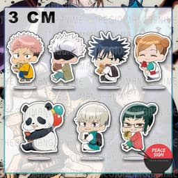Tặng móc khóa(3cm) Mô hình Standee JUJUTSU KAISEN ver ĂN VỤNG Chú Thuật Hồi Chiến tượng mica acrylic in hình anime chibi 1